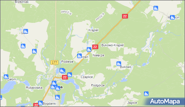 mapa Nałęcze, Nałęcze na mapie Targeo