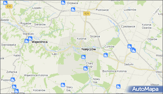 mapa Nałęczów powiat puławski, Nałęczów powiat puławski na mapie Targeo