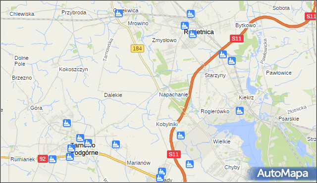 mapa Napachanie, Napachanie na mapie Targeo