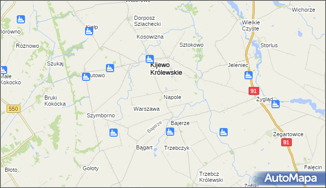 mapa Napole gmina Kijewo Królewskie, Napole gmina Kijewo Królewskie na mapie Targeo