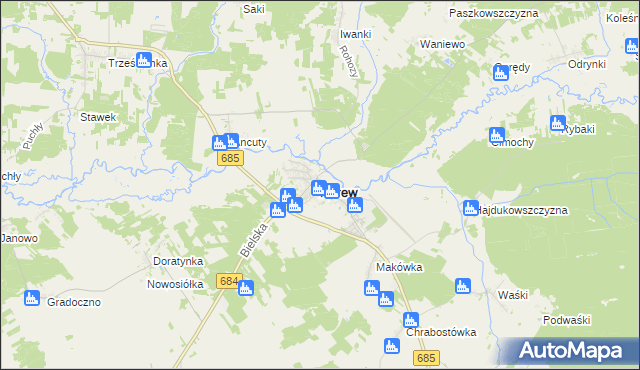 mapa Narew, Narew na mapie Targeo