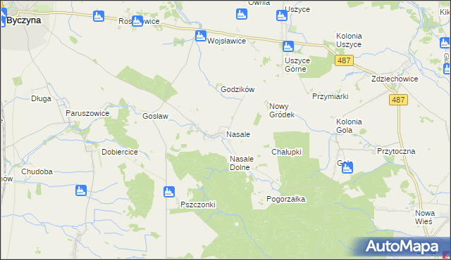 mapa Nasale gmina Byczyna, Nasale gmina Byczyna na mapie Targeo