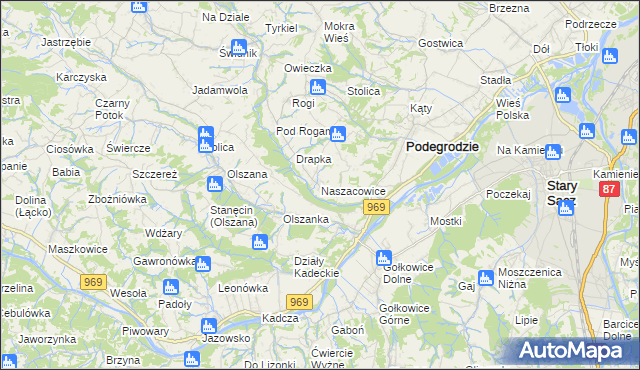 mapa Naszacowice, Naszacowice na mapie Targeo