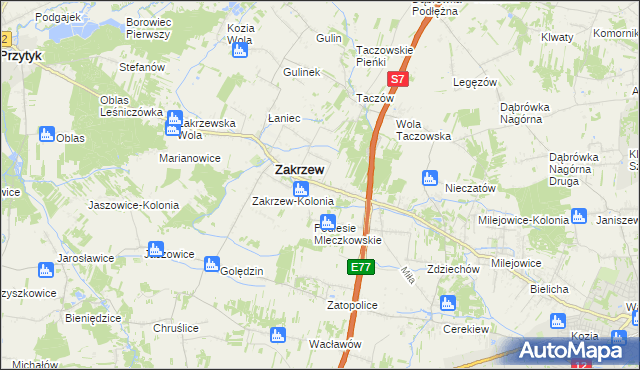 mapa Natalin gmina Zakrzew, Natalin gmina Zakrzew na mapie Targeo