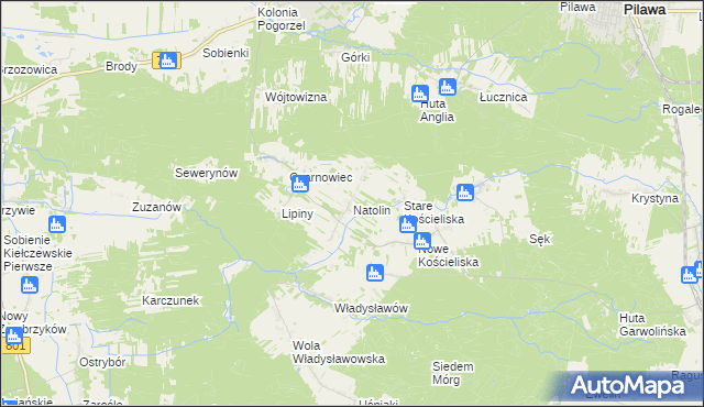 mapa Natolin gmina Osieck, Natolin gmina Osieck na mapie Targeo