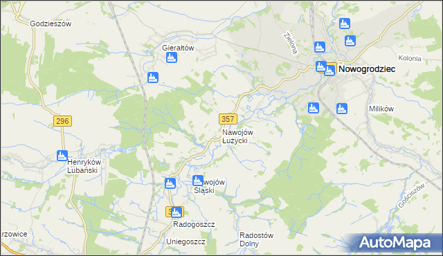 mapa Nawojów Łużycki, Nawojów Łużycki na mapie Targeo