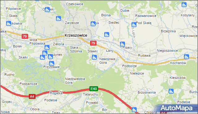 mapa Nawojowa Góra, Nawojowa Góra na mapie Targeo