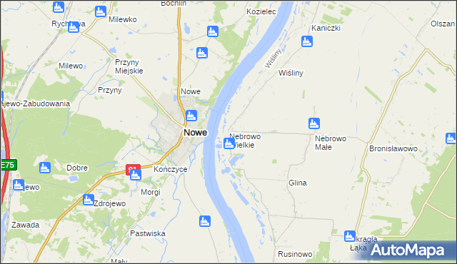 mapa Nebrowo Wielkie, Nebrowo Wielkie na mapie Targeo