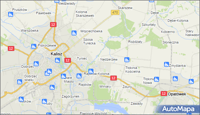 mapa Nędzerzew gmina Opatówek, Nędzerzew gmina Opatówek na mapie Targeo
