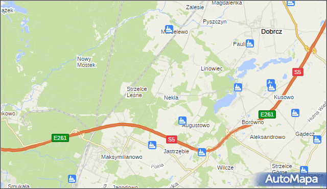 mapa Nekla gmina Dobrcz, Nekla gmina Dobrcz na mapie Targeo