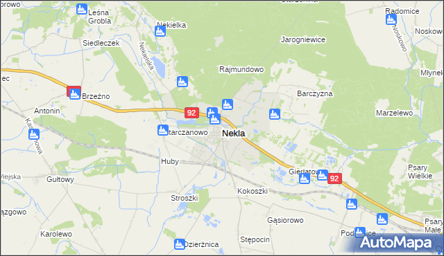 mapa Nekla powiat wrzesiński, Nekla powiat wrzesiński na mapie Targeo