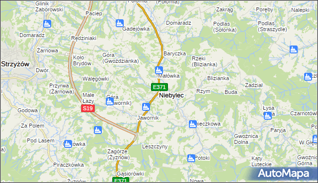 mapa Niebylec, Niebylec na mapie Targeo