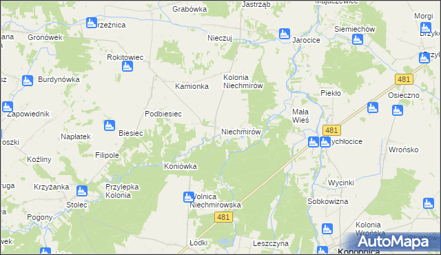 mapa Niechmirów, Niechmirów na mapie Targeo