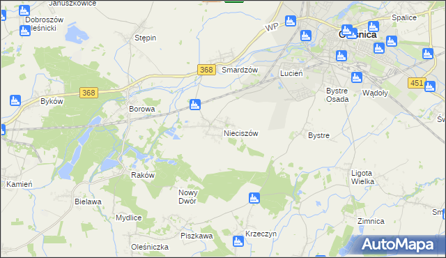 mapa Nieciszów, Nieciszów na mapie Targeo