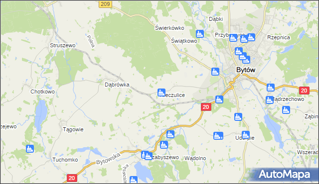 mapa Nieczulice gmina Bytów, Nieczulice gmina Bytów na mapie Targeo