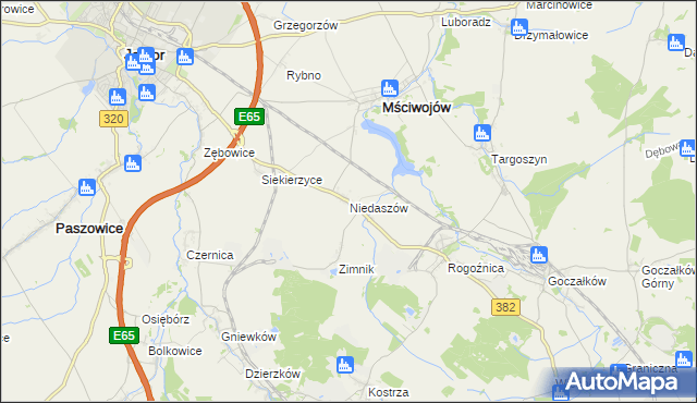 mapa Niedaszów, Niedaszów na mapie Targeo