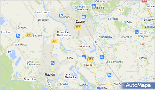 mapa Niedomice, Niedomice na mapie Targeo