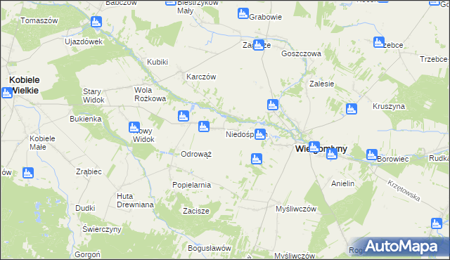 mapa Niedośpielin, Niedośpielin na mapie Targeo