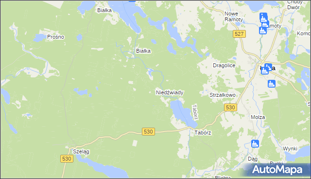 mapa Niedźwiady gmina Łukta, Niedźwiady gmina Łukta na mapie Targeo