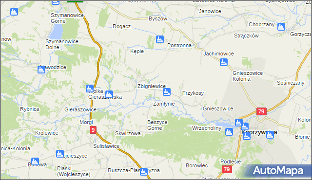 mapa Niedźwice, Niedźwice na mapie Targeo