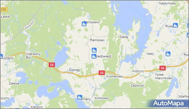 mapa Niedźwiedź gmina Barczewo, Niedźwiedź gmina Barczewo na mapie Targeo