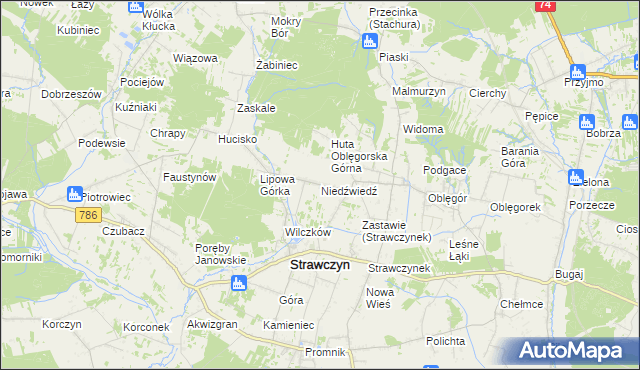 mapa Niedźwiedź gmina Strawczyn, Niedźwiedź gmina Strawczyn na mapie Targeo