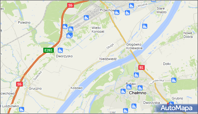 mapa Niedźwiedź gmina Świecie, Niedźwiedź gmina Świecie na mapie Targeo