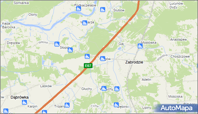 mapa Niegów, Niegów na mapie Targeo