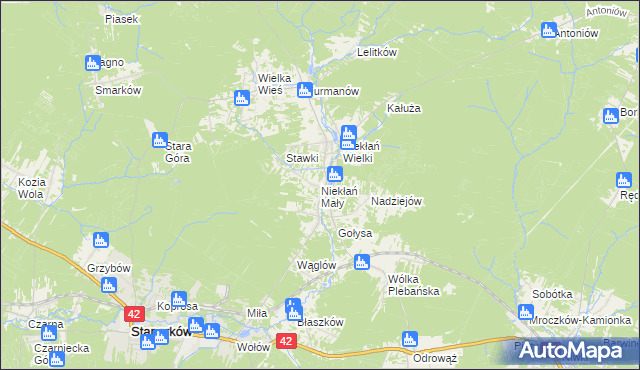 mapa Niekłań Mały, Niekłań Mały na mapie Targeo