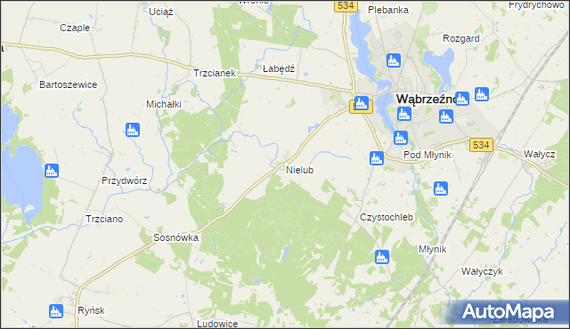 mapa Nielub, Nielub na mapie Targeo