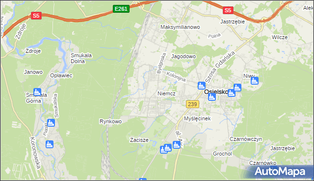 mapa Niemcz, Niemcz na mapie Targeo