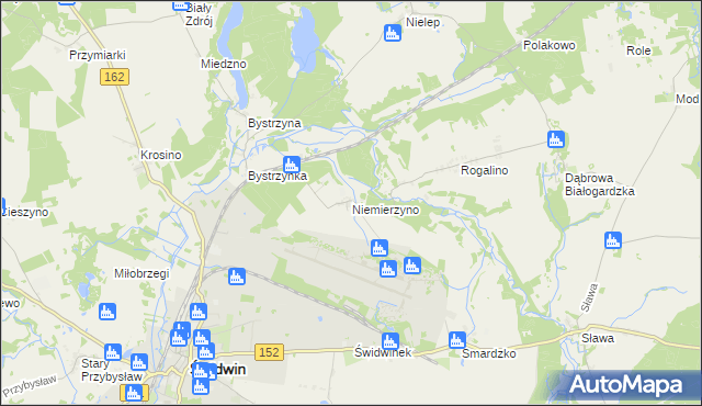 mapa Niemierzyno gmina Świdwin, Niemierzyno gmina Świdwin na mapie Targeo