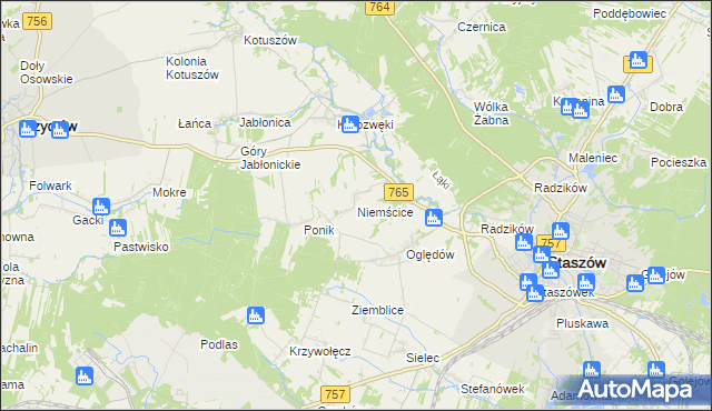 mapa Niemścice, Niemścice na mapie Targeo