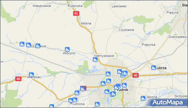 mapa Niemysłowice, Niemysłowice na mapie Targeo