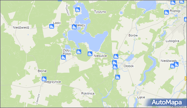 mapa Niesulice, Niesulice na mapie Targeo