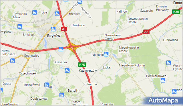 mapa Niesułków, Niesułków na mapie Targeo