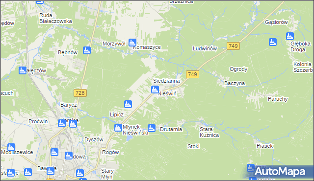 mapa Nieświń, Nieświń na mapie Targeo