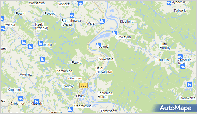 mapa Niewistka, Niewistka na mapie Targeo