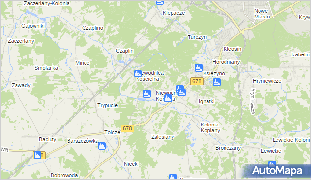 mapa Niewodnica Korycka, Niewodnica Korycka na mapie Targeo