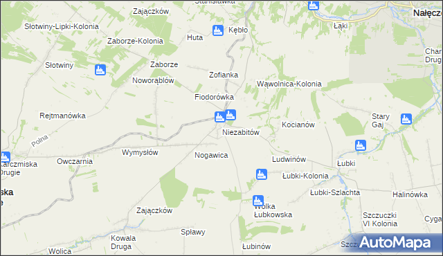 mapa Niezabitów, Niezabitów na mapie Targeo