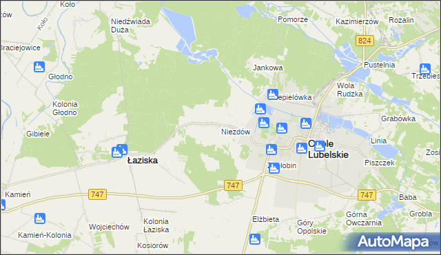 mapa Niezdów gmina Opole Lubelskie, Niezdów gmina Opole Lubelskie na mapie Targeo