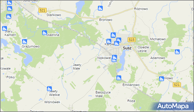 mapa Nipkowie, Nipkowie na mapie Targeo