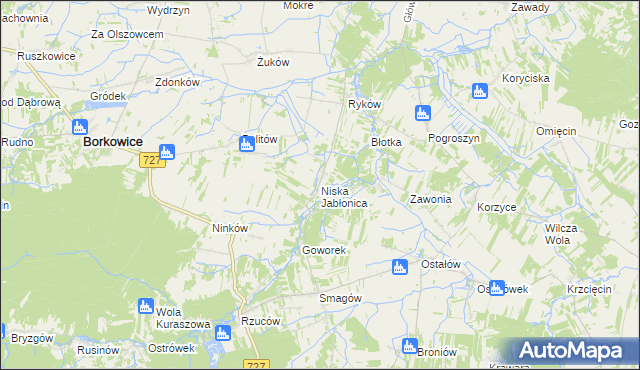 mapa Niska Jabłonica, Niska Jabłonica na mapie Targeo