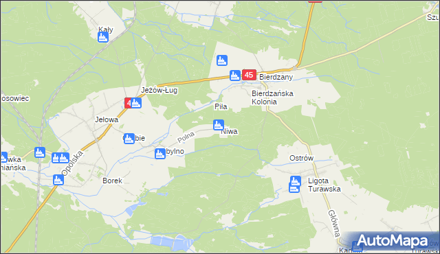 mapa Niwa gmina Łubniany, Niwa gmina Łubniany na mapie Targeo