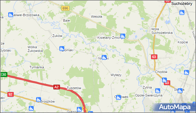 mapa Niwiski, Niwiski na mapie Targeo