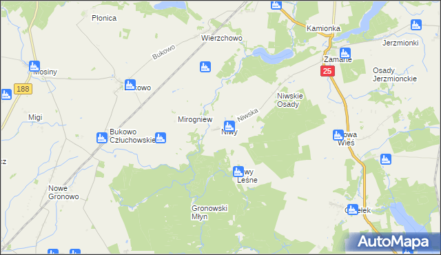 mapa Niwy gmina Kamień Krajeński, Niwy gmina Kamień Krajeński na mapie Targeo