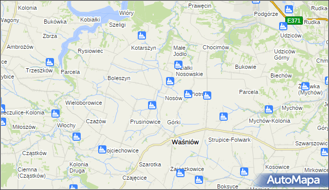 mapa Nosów gmina Waśniów, Nosów gmina Waśniów na mapie Targeo