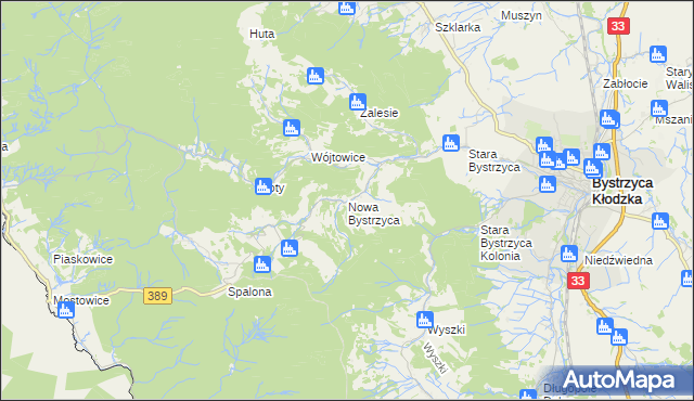 mapa Nowa Bystrzyca, Nowa Bystrzyca na mapie Targeo