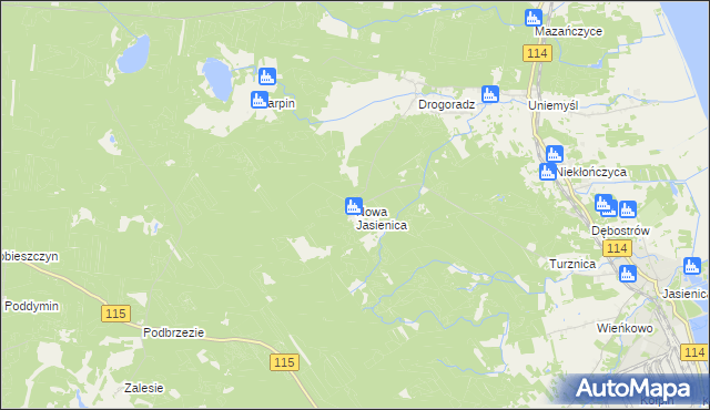 mapa Nowa Jasienica, Nowa Jasienica na mapie Targeo