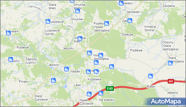 mapa Nowa Jastrząbka, Nowa Jastrząbka na mapie Targeo